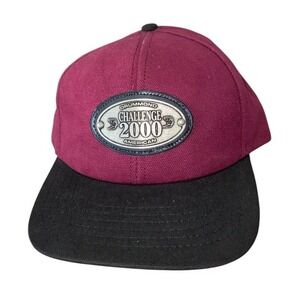 Vintage Drummond American Hat Challenge 2000 Trucker Strapback USA‎ Maroon Cap